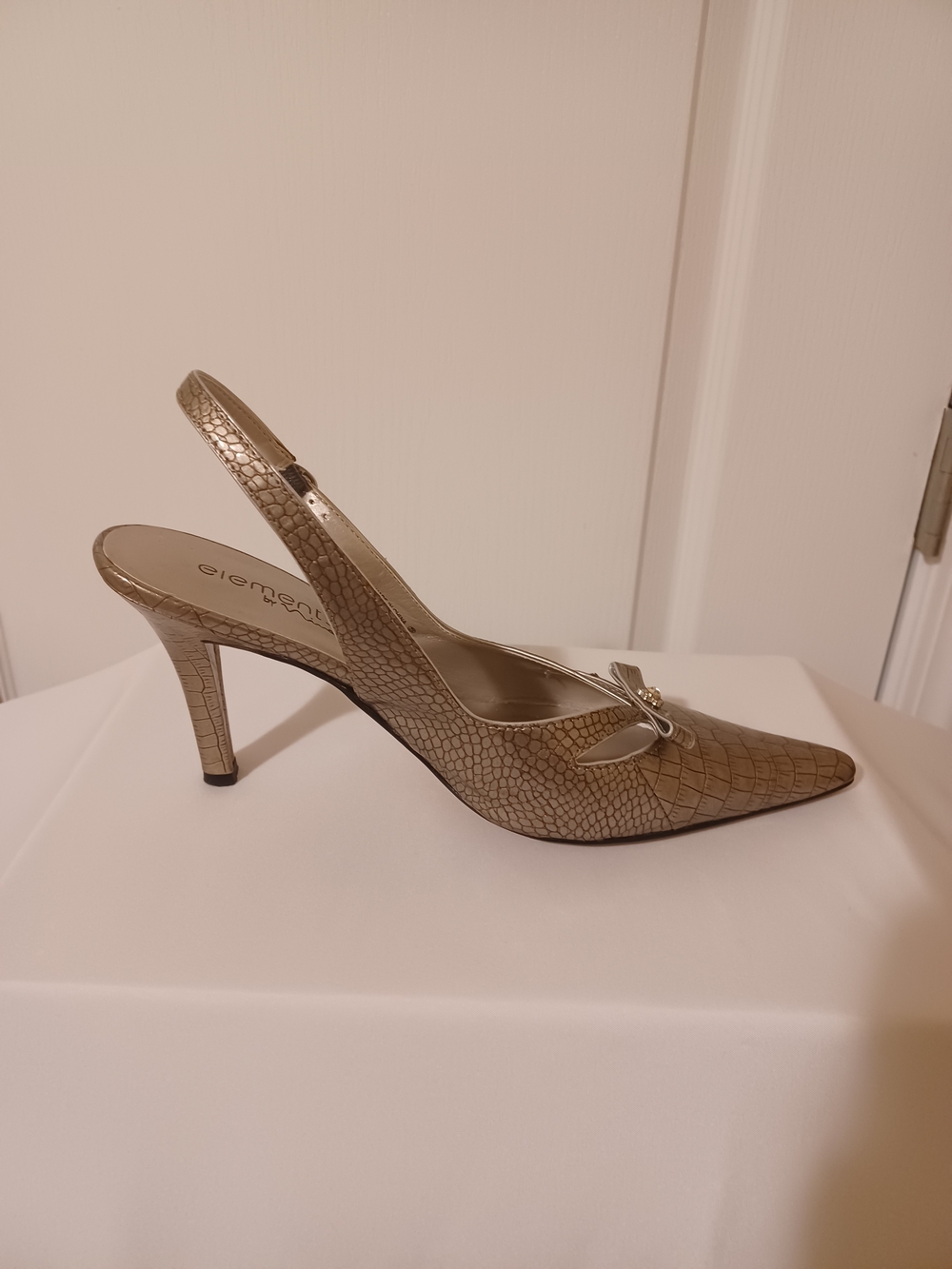 Elements by Nina Taupe Croc-Embossed Slingback Pump - Picture 3 of 16